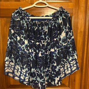INC International Concepts Navy Floral Blouse